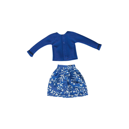 Two-Piece Blue and White Skirt and Top