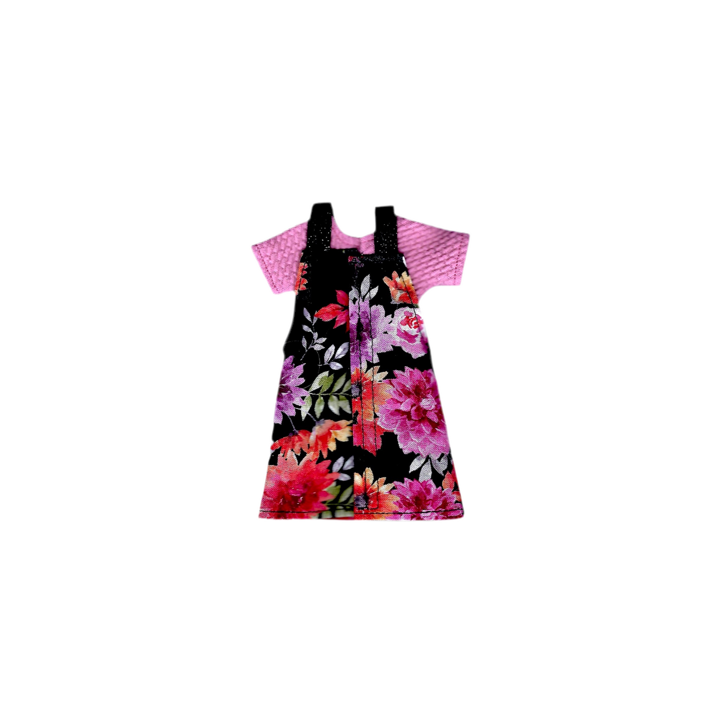 Colorful Floral Print Overall Dress with Matching Top