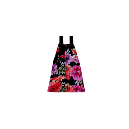 Colorful Floral Print Overall Dress with Matching Top