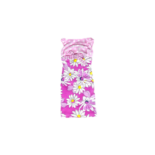 Pink Daisy Dress with Gingham Bow