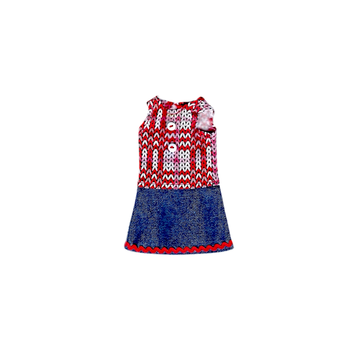 Denim Dress with Red Plaid Bodice