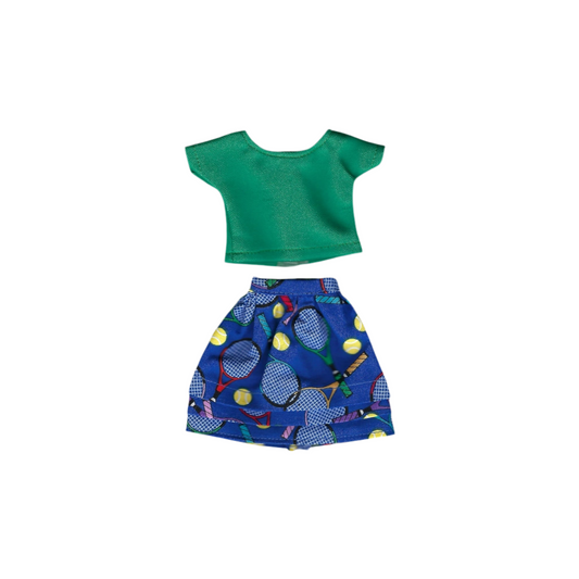Two-Piece Royal Blue Skirt and Green Top