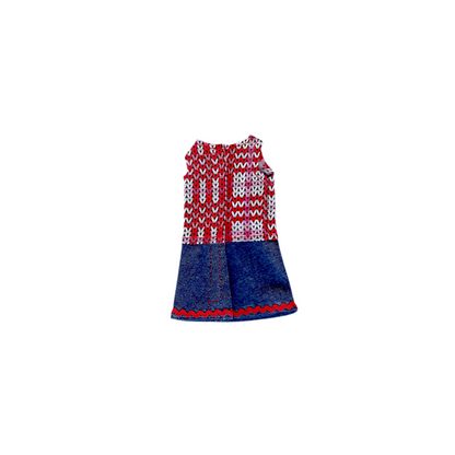 Denim Dress with Red Plaid Bodice